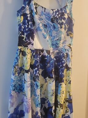 New York & Company Blue, Yellow, White Floral Dress